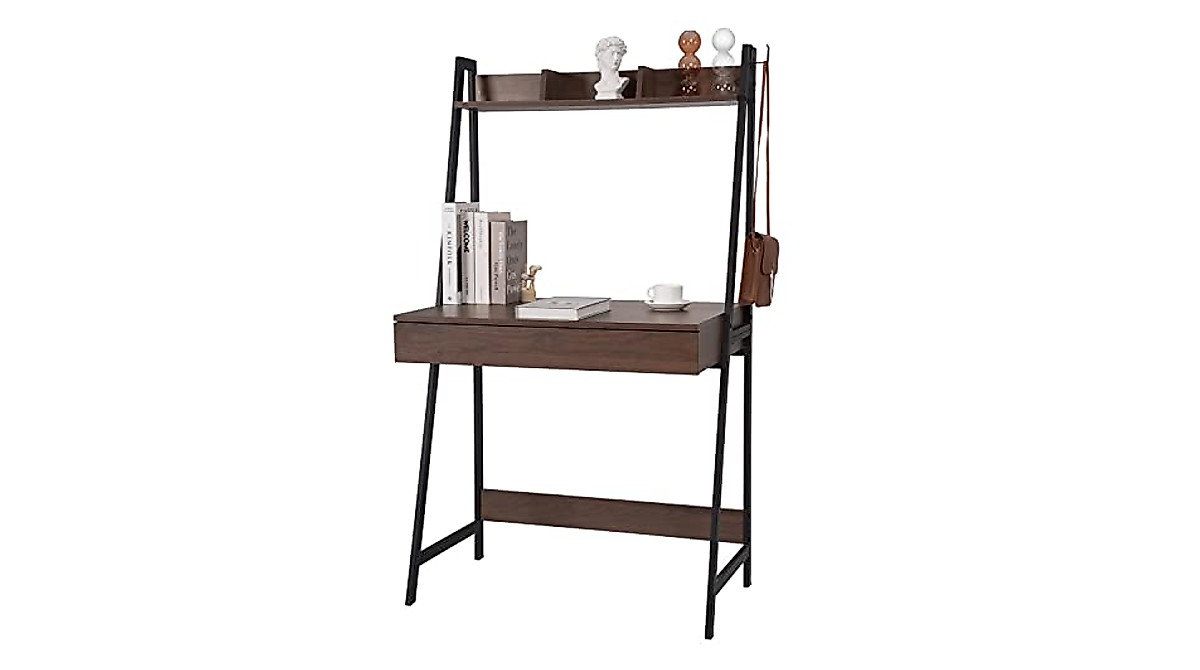DEILALY 2-Tier Computer Desk with Drawer - Stylish Home Office Workstation
