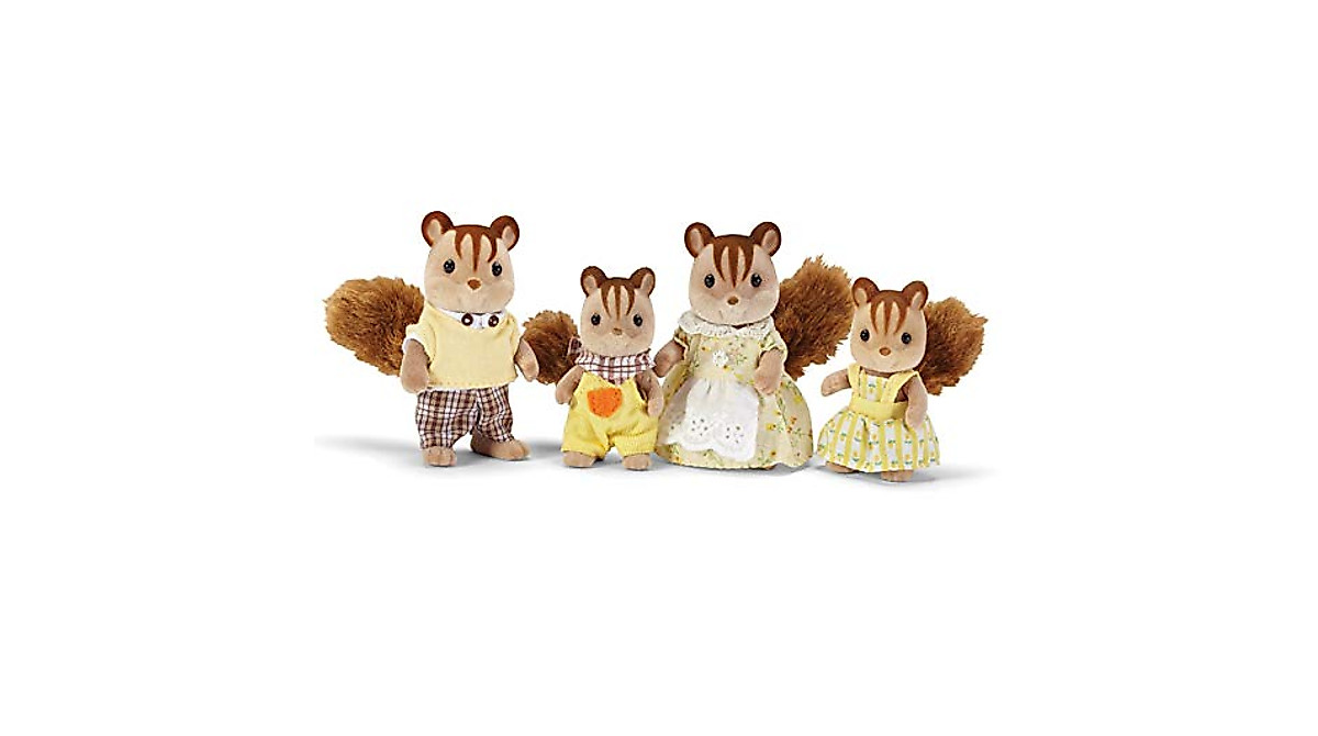 Calico Critters Walnut Squirrel Family - 4 Figures Set