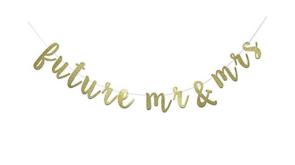 Future Mr & Mrs Banner - Gold Glitter Wedding & Engagement Decor