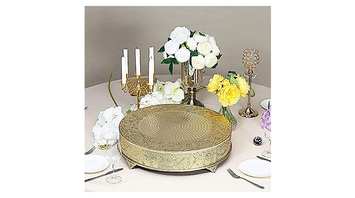 Elegant 22-Inch Silver Round Cake Stand - BalsaCircle