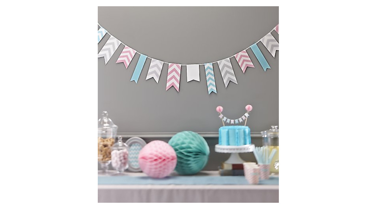 Ginger Ray Chevron Cake Topper with Pom Poms