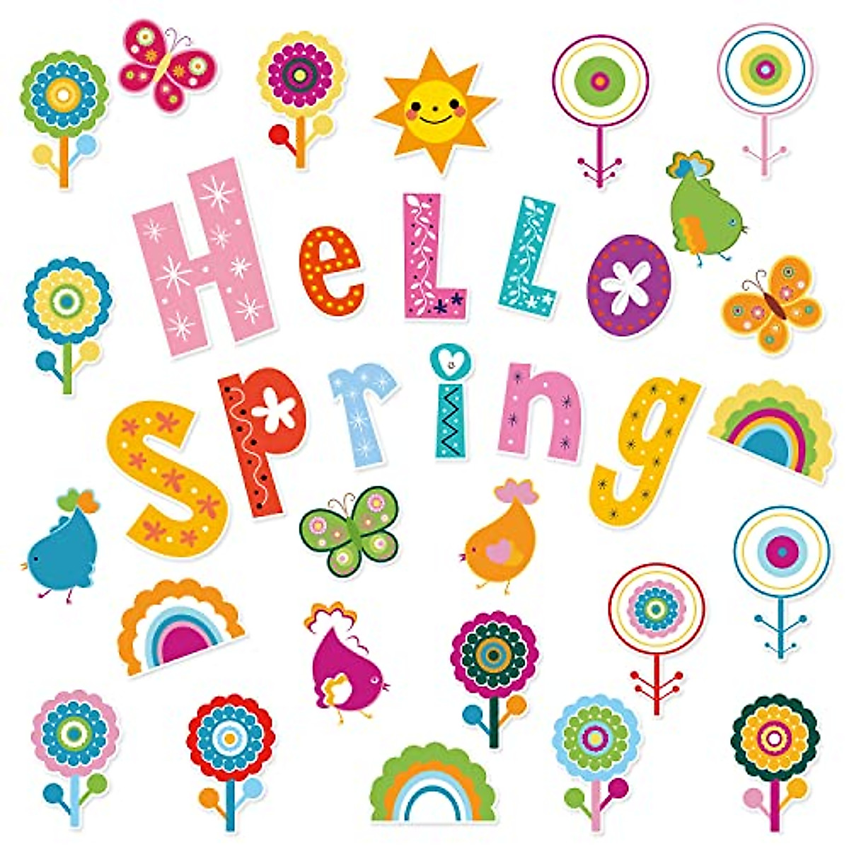 56pcs Hello Spring Cut-Outs for Festive Decor