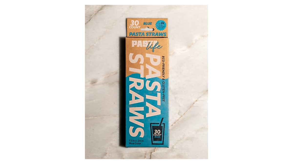 Pasta Life Gluten-Free Eco-Friendly Pasta Drinking Straws - Blue 30 Count