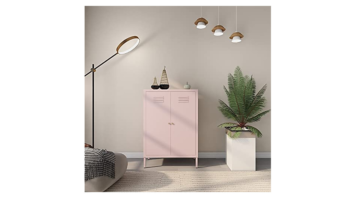 LINGZOE Pink Metal Locker Storage for Kids' Rooms