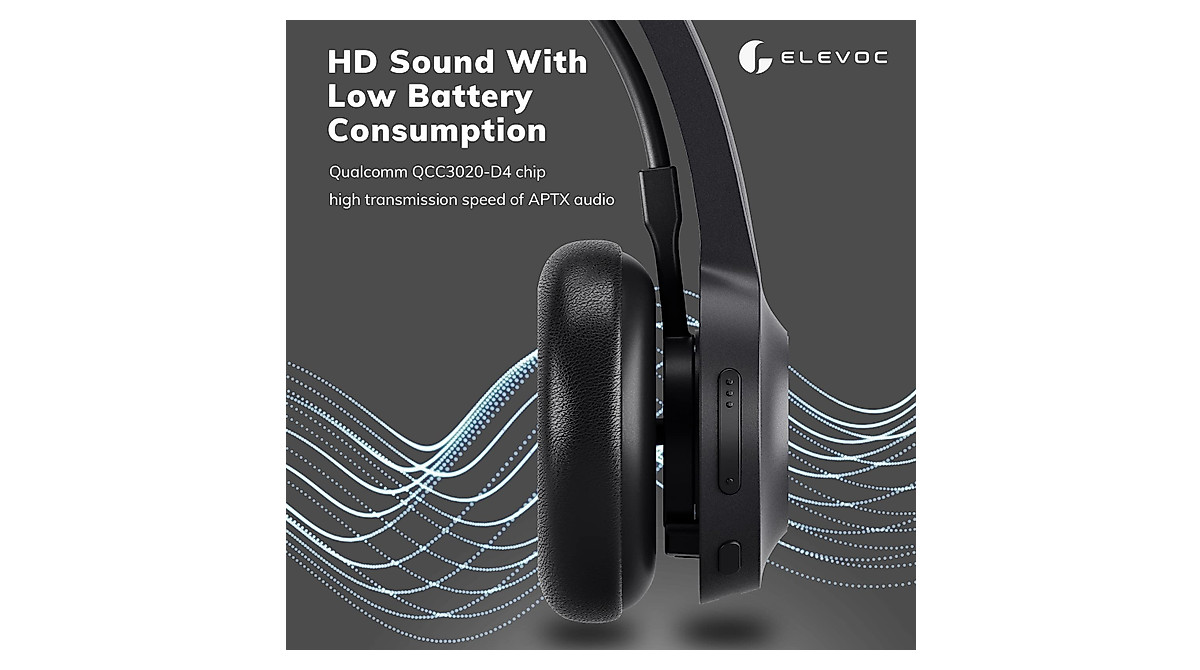 ELEVOC Bluetooth Headset with Noise Cancellation & Long Battery Life