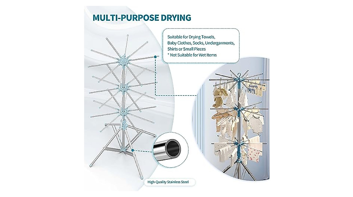 JAUREE Clothes Drying Rack - Space Saving & Foldable
