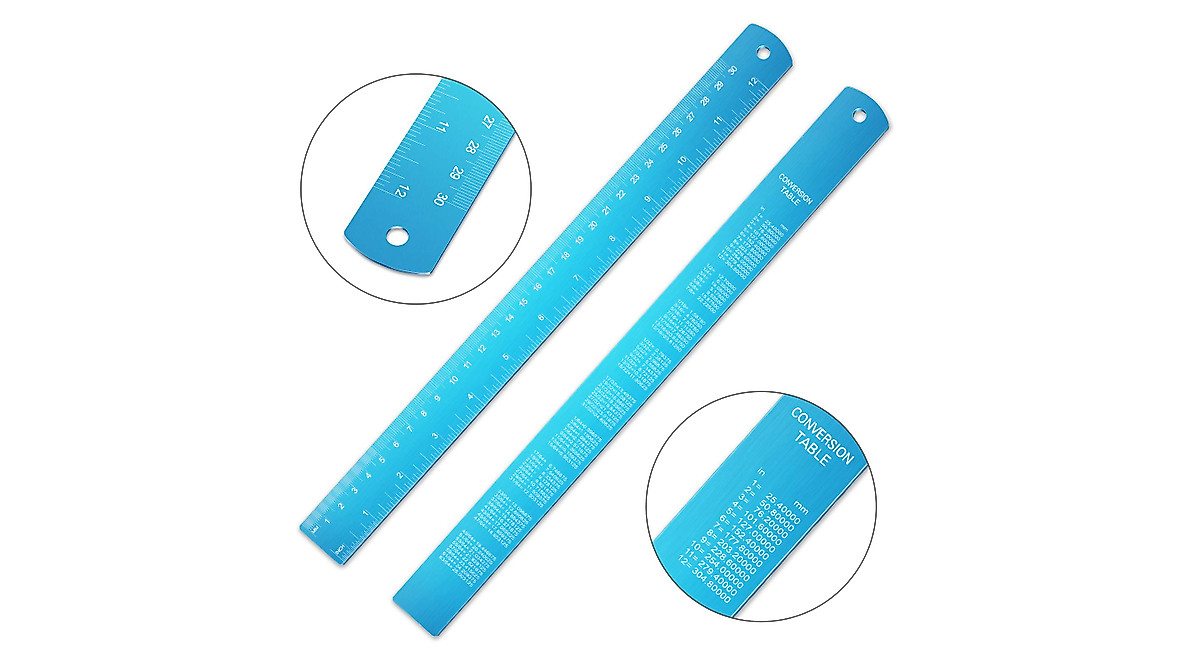 Stainless Steel Ruler Kit with Conversion Table | 12 & 6 Inch Precision