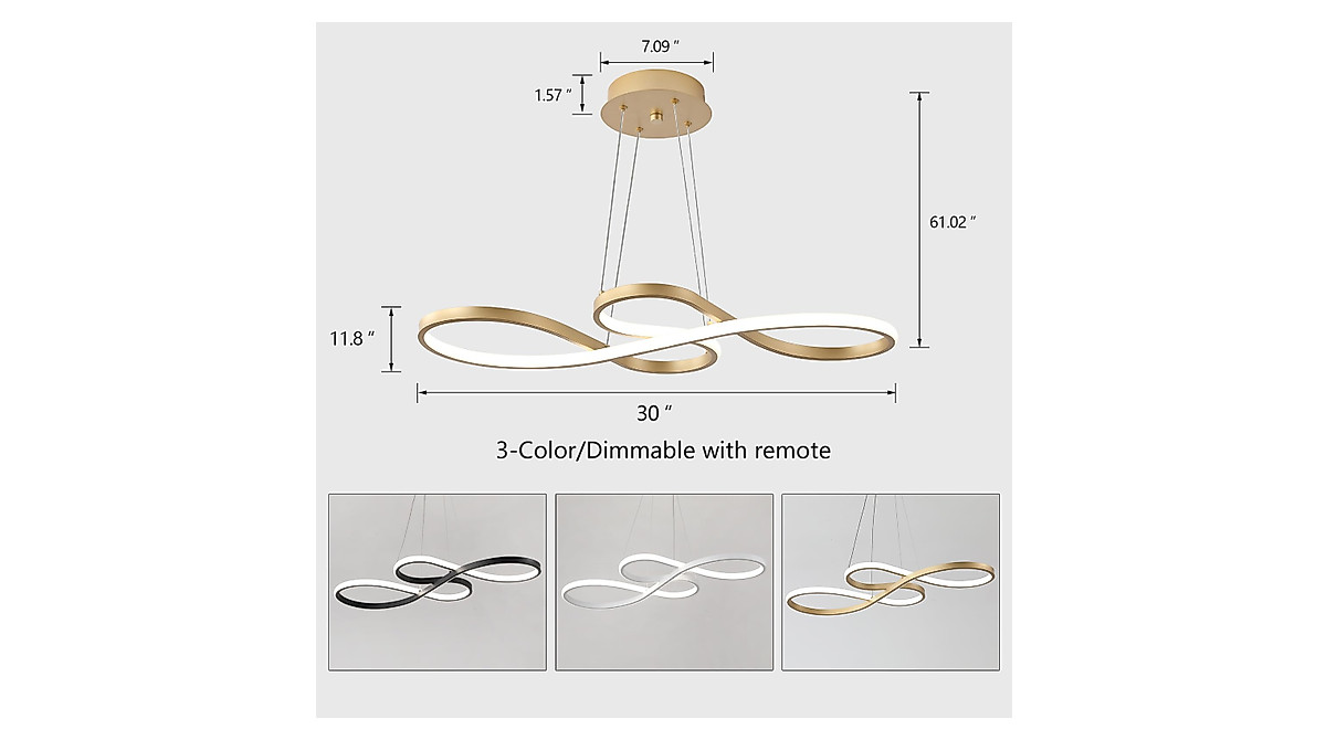 Q&S Modern LED Chandelier - Gold Dimmable Lighting