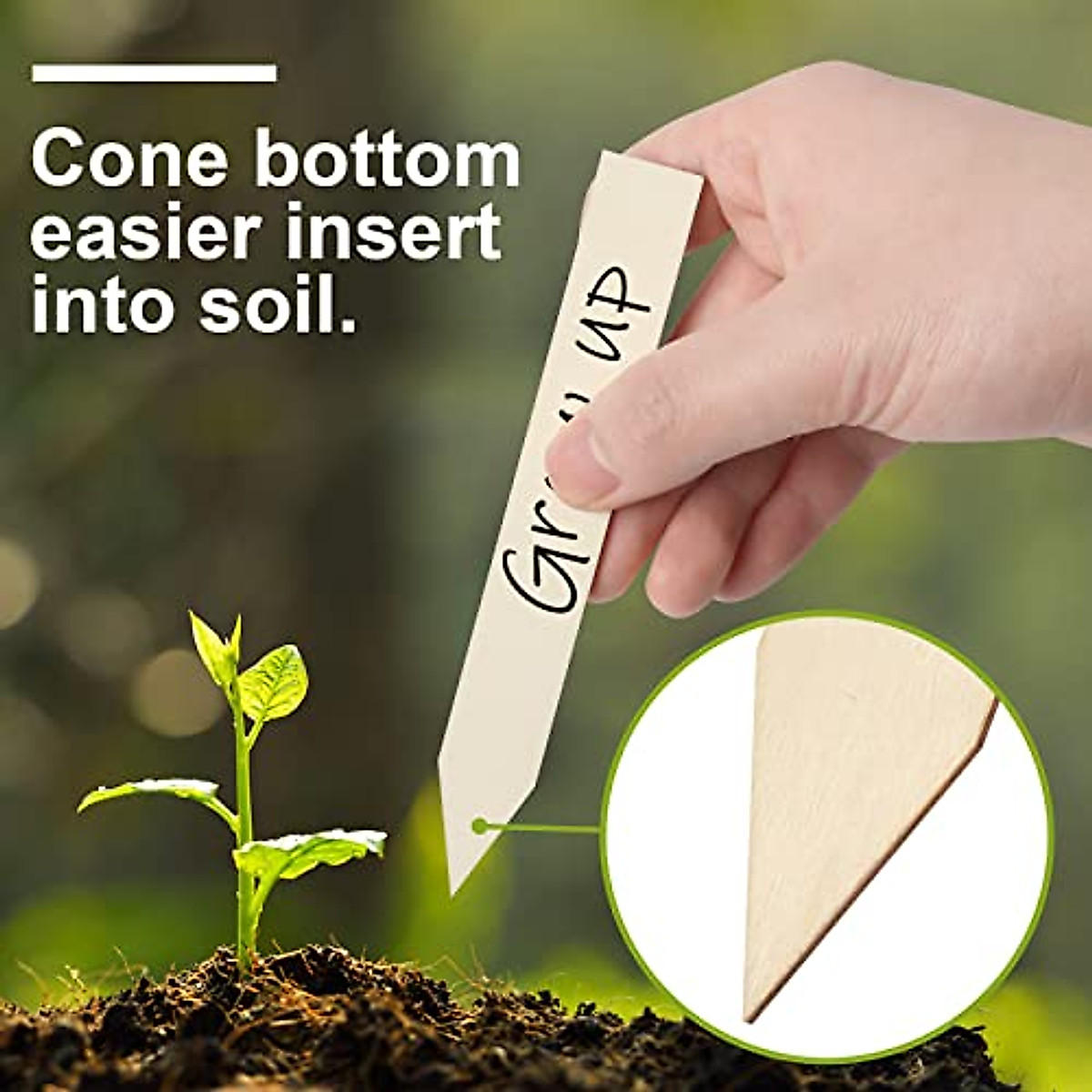 Qoupln Wooden Garden Plant Labels - Waterproof, Durable 60-Pack