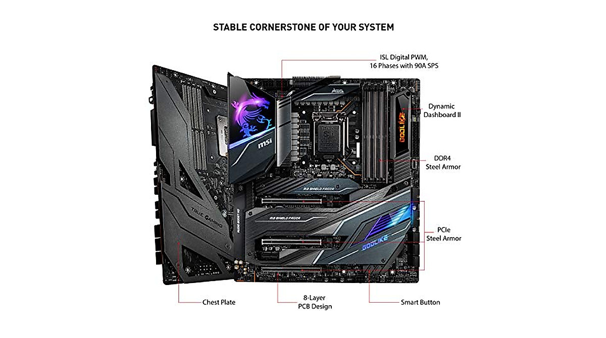 MSI MPG Z490 Gaming Plus Gaming Motherboard (ATX, 10th Gen Intel Core, LGA 1200 Socket, DDR4, CF, Dual M.2 Slots, USB 3.2 Gen 2, 2.5G LAN, DP/HDMI, Mystic Light RGB