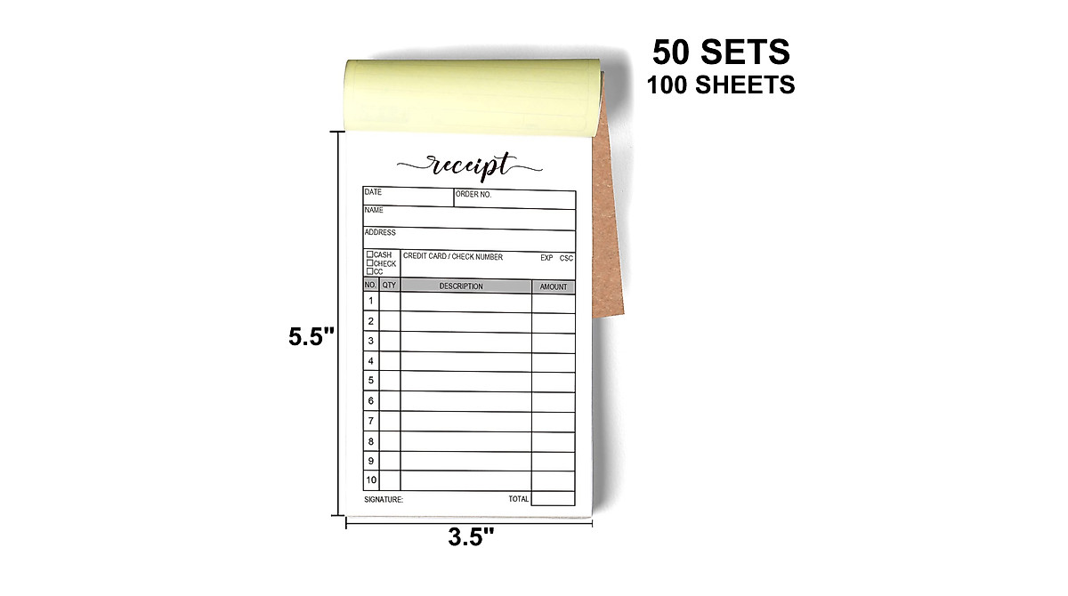 Buy 2 Packs of 50-Set Carbonless Receipt Pads