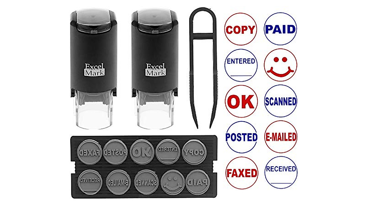 ExcelMark A-17 Self-Inking Office Stamp Kit for Organization