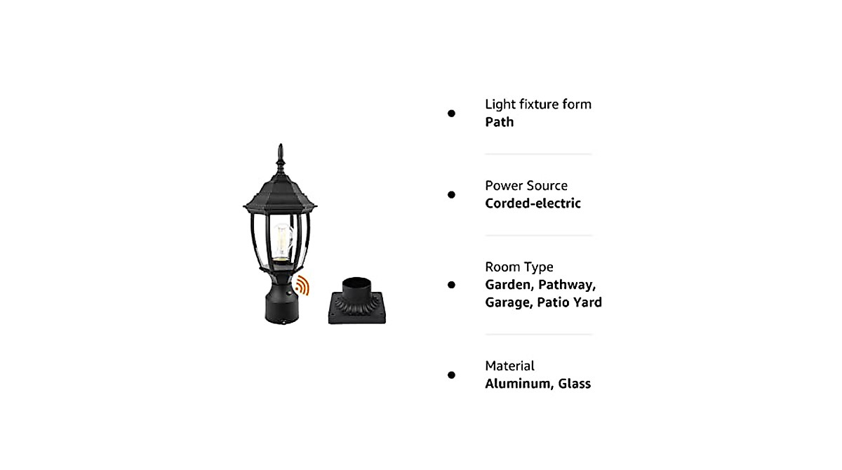 Dusk to Dawn Outdoor Post Light - Waterproof Aluminum