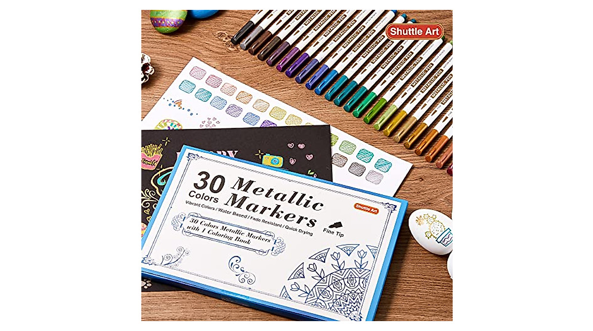 Shuttle Art Metallic Marker Pens - 30 Vivid Colors for Creative Art
