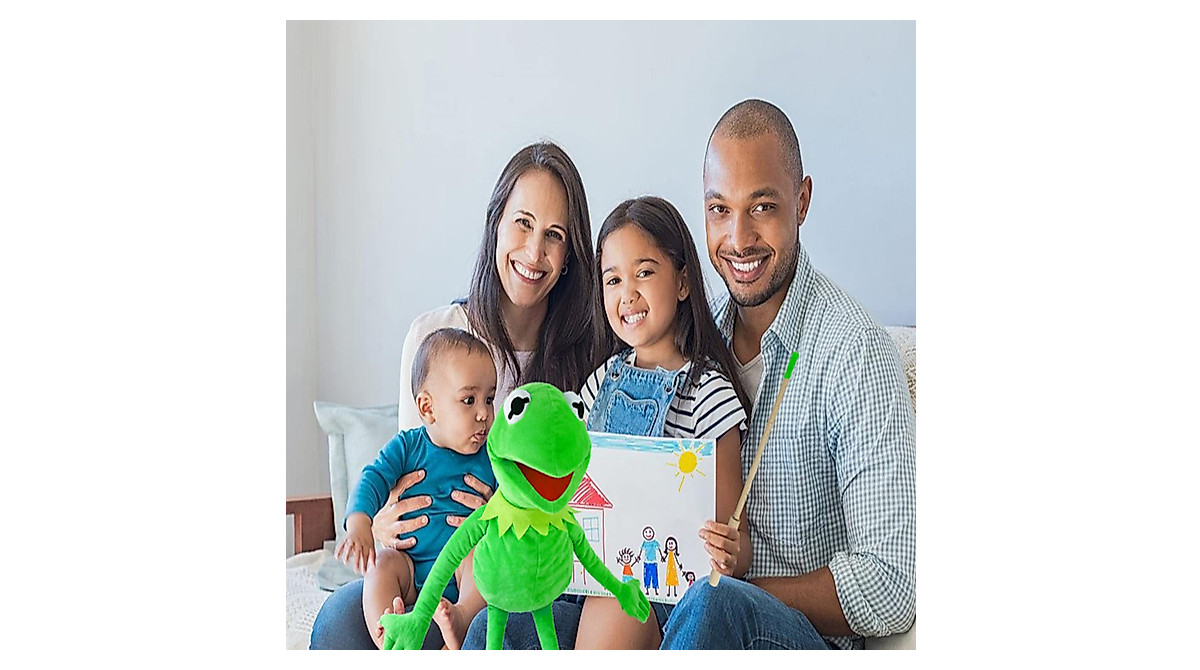 Kermit Frog Puppet with Detachable Control Wood Rod - Soft Plush Toy