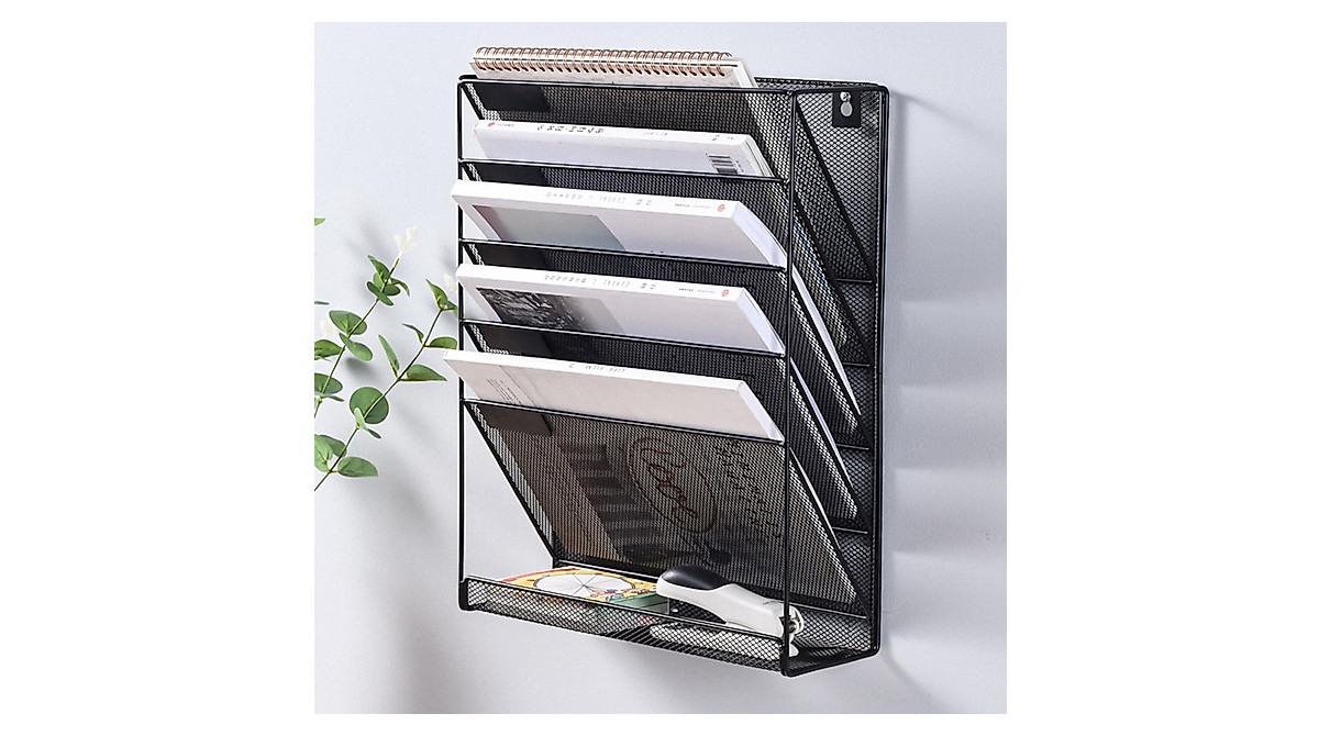 NOLITOY Wall Mounted File Organizer - Multi-Layer Metal Rack