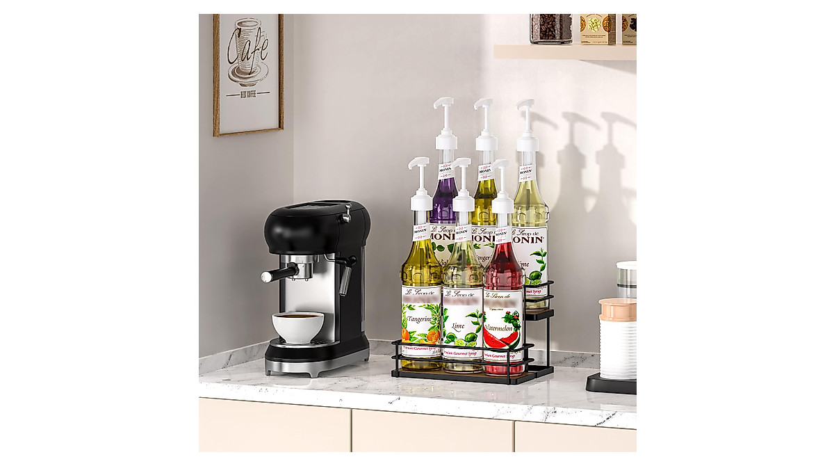 THYGIFTREE Coffee Syrup Rack Organizer for 6 Bottles | Space-Saving ...