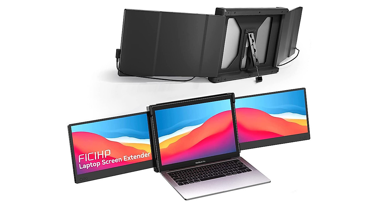 FICIHP Triple Screen Laptop Monitor for Enhanced Productivity