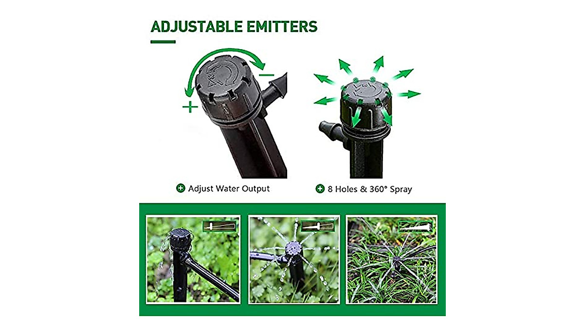 MIXC Drip Emitter & 1/4" Irrigation Hose Kit | Garden Watering
