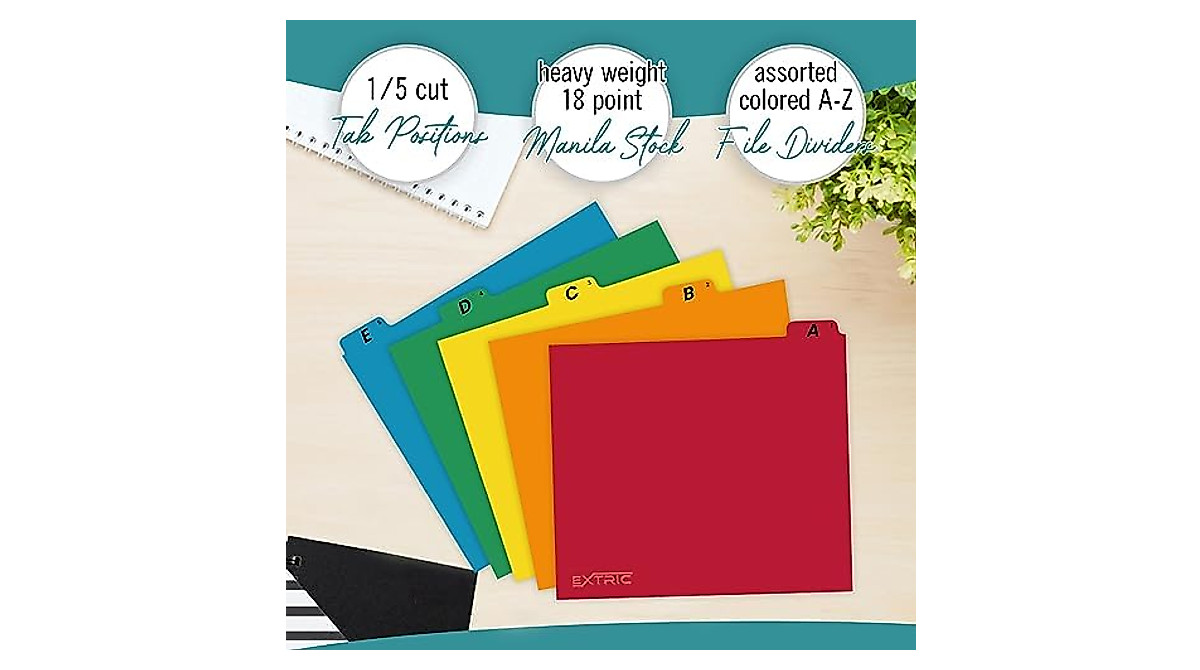 25 Alphabet Dividers – Letter Size File Dividers, Heavyweight Manila ...