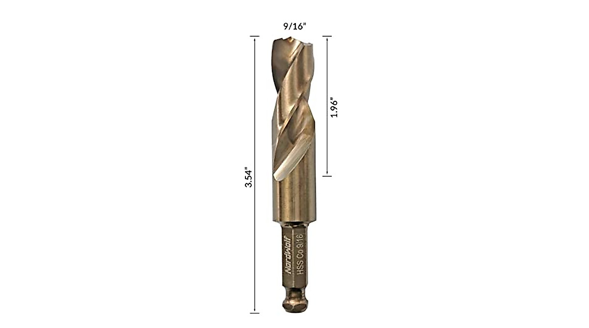 NordWolf 7/16" M35 Cobalt Stubby Drill Bit For Stainless Steel Hard Metals Cast Iron With 14 Hex Shank - View #7