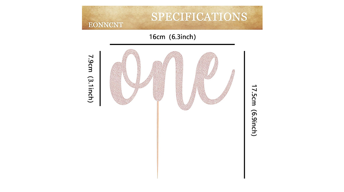 Rose Gold 1st Birthday Cake Topper - EONNCNT