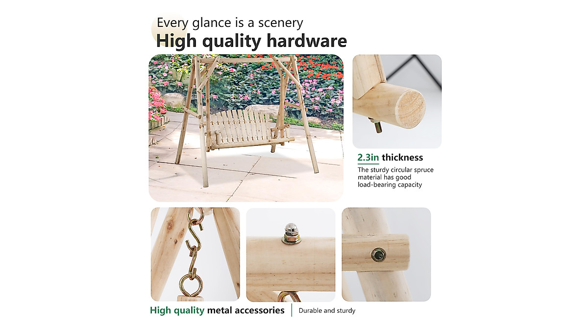 Rustic 67 Inch Swing Frame for Outdoor Relaxation