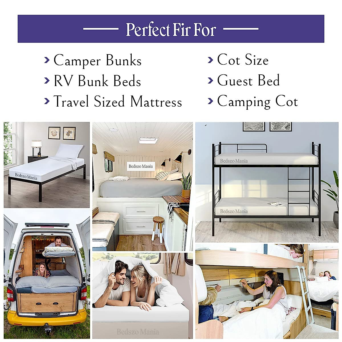 RV Bunk Sheet Set - 30 x 80 White Cotton for Cot Bunk Bed