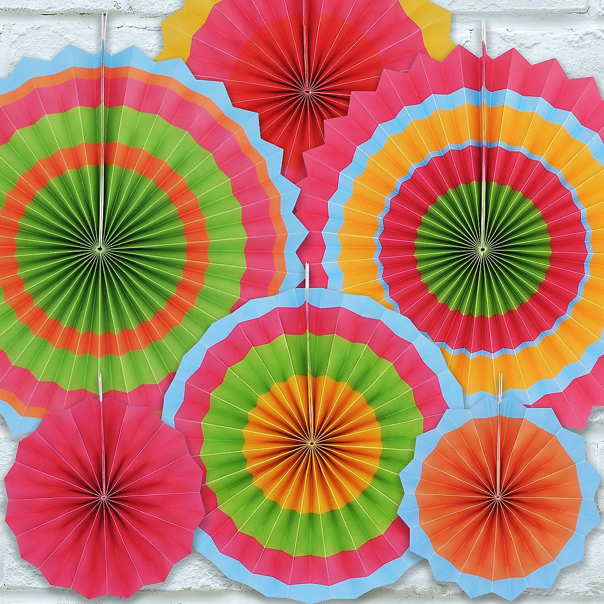 Joyin 24 Colorful Hanging Paper Fans for Fiesta & Events