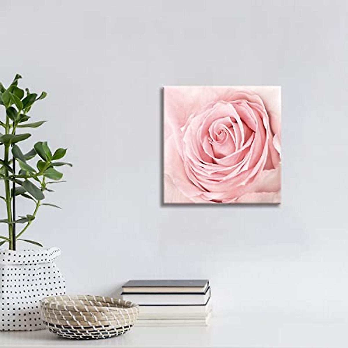 Pink Bathroom Decor - Pink Rose Canvas Wall Art for Home & Bedroom