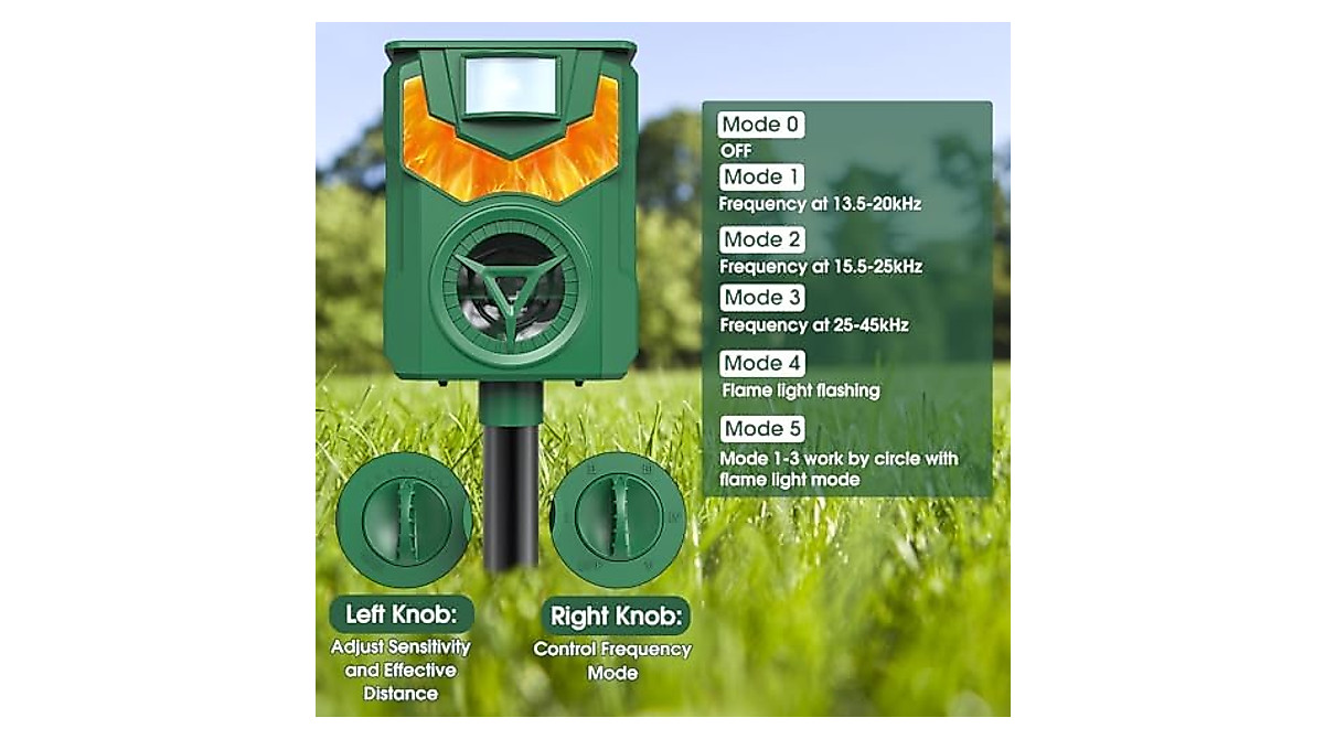 Solar Powered Ultrasonic Repeller for Pets and Wildlife