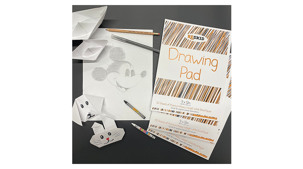 Reskid Kids Drawing Pads 3-Pack - 9x12 Inch Heavy-Weight Paper for ...