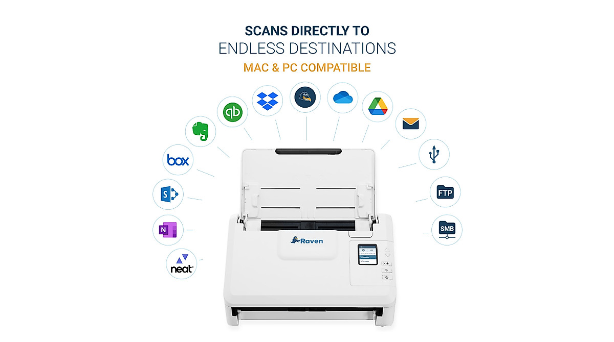 Raven Select Document Scanner for Windows & Mac - Fast Two-Sided Scanning