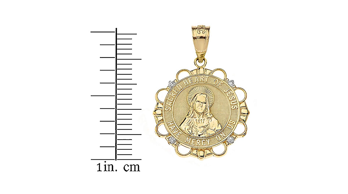 Solid 14k Gold Sacred Heart of Jesus Pendant - Handcrafted Faith Jewelry