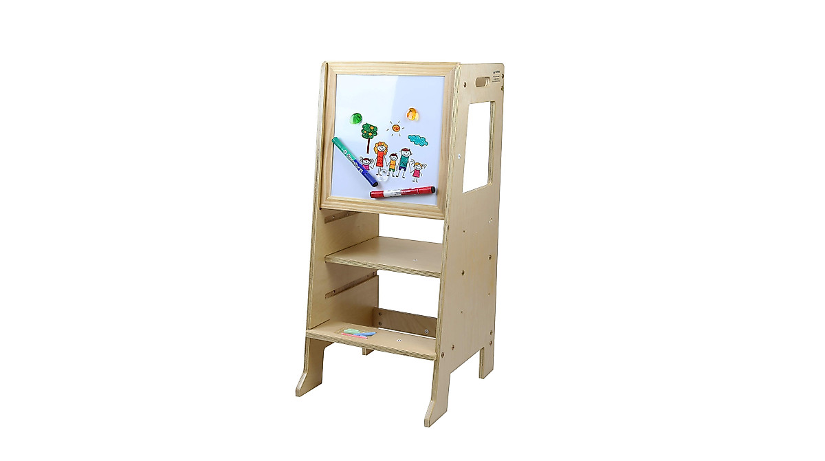 Height Adjustable Kids Kitchen Step Stool & Activity Board