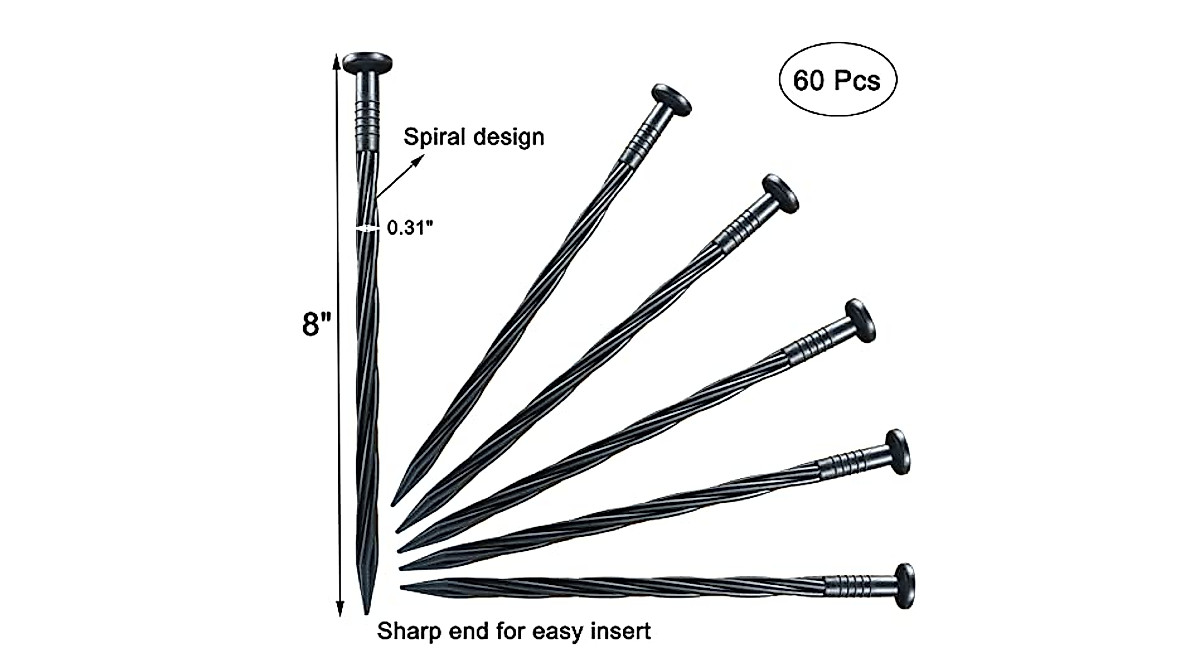durable 60-Pack 8-Inch Plastic Edging Nails for Landscape Stability