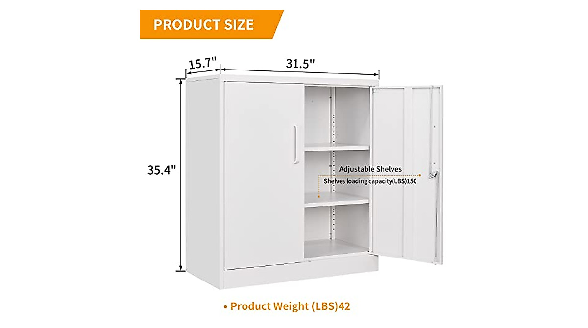 Secure Lockable Metal Storage Cabinet with Adjustable Shelves