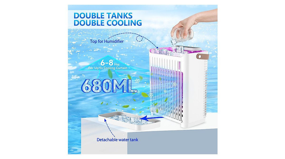 Portable Mini Air Conditioner with 5 Speeds & LED Night Light