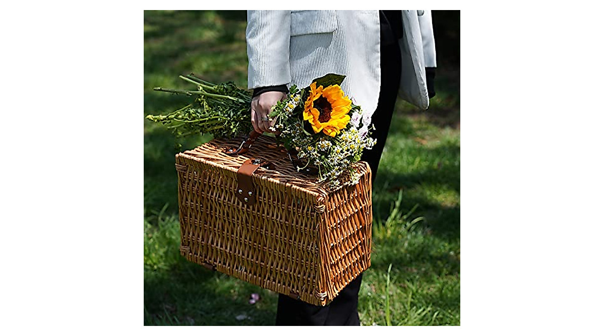 Wicker Picnic Basket for 2 | Handcrafted Willow Set for Romantic Outings