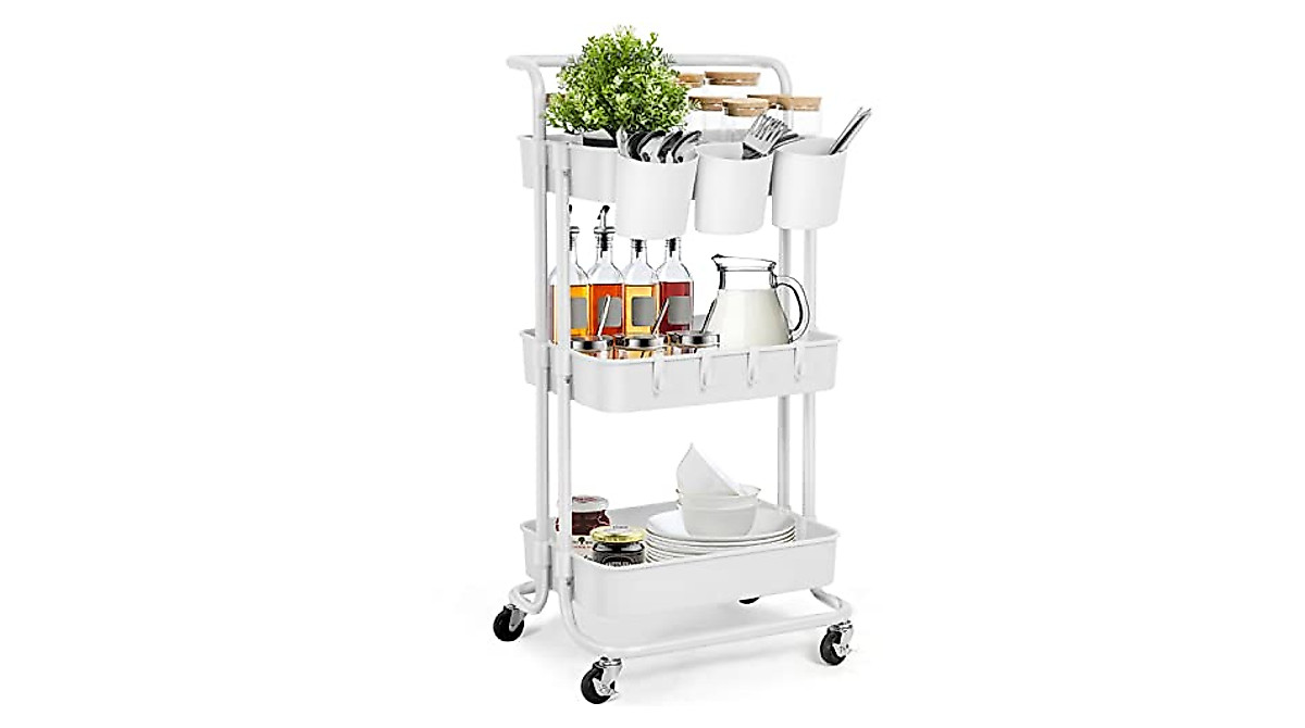 E&D Furniture 3-Tier Rolling Storage Cart for Home & Office
