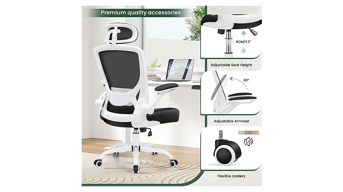 KERDOM Ergonomic Office Chair, Breathable Mesh Desk Chair, Lumbar ...