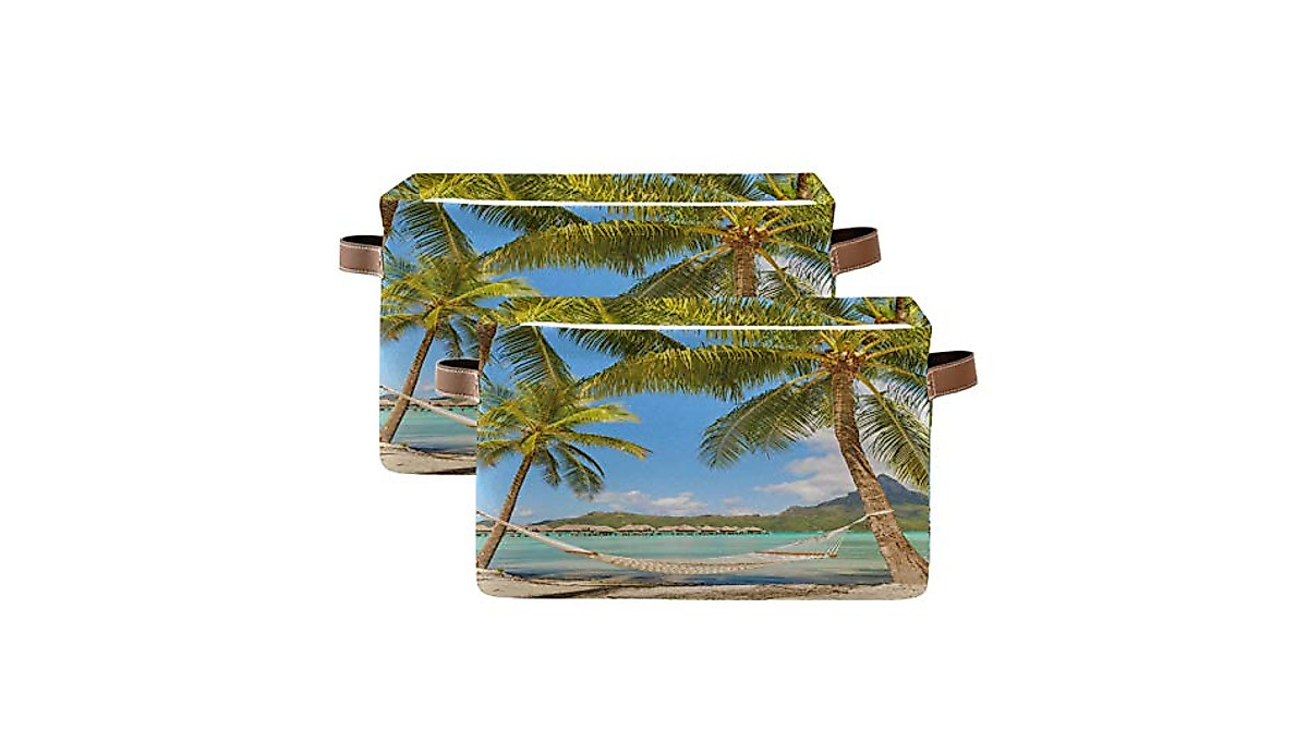 Tropical Storage Baskets: Large Foldable Organizer Bins