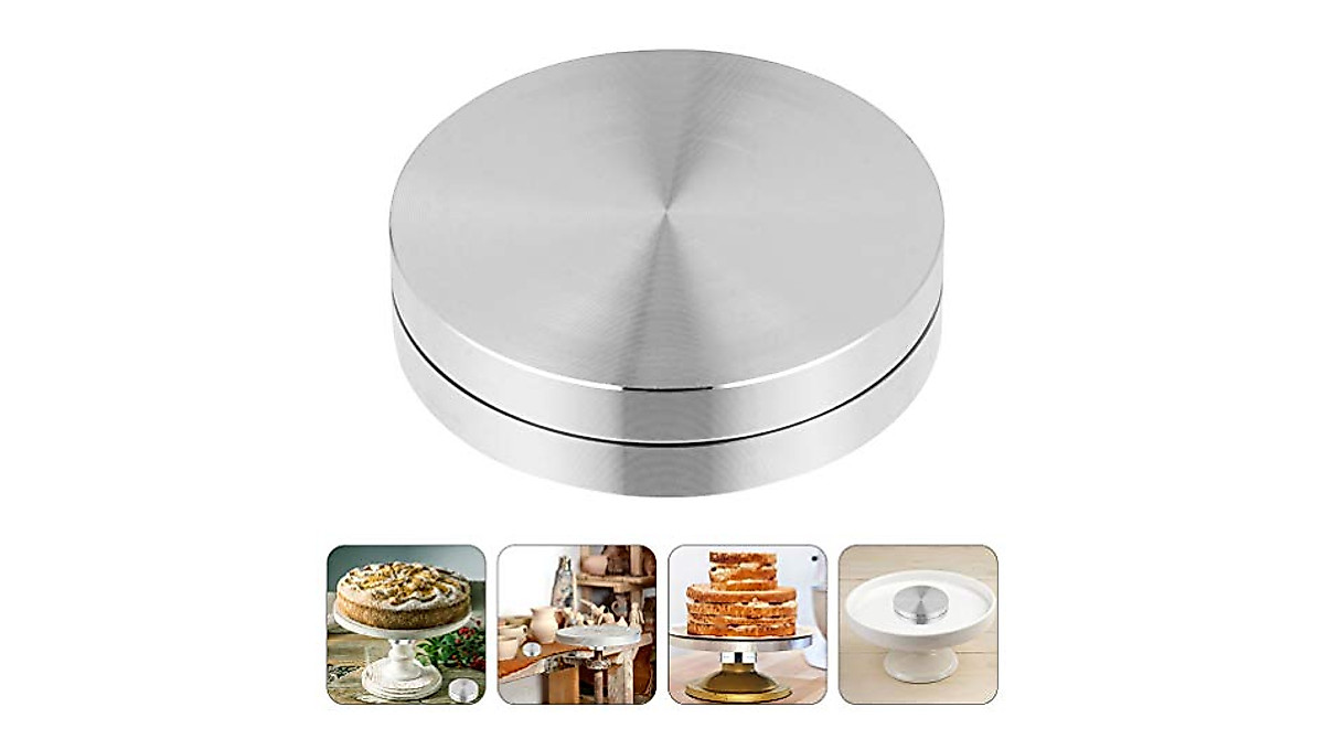 EXCEART Cake Turntable Base - 360° Rotating Aluminium Alloy Stand