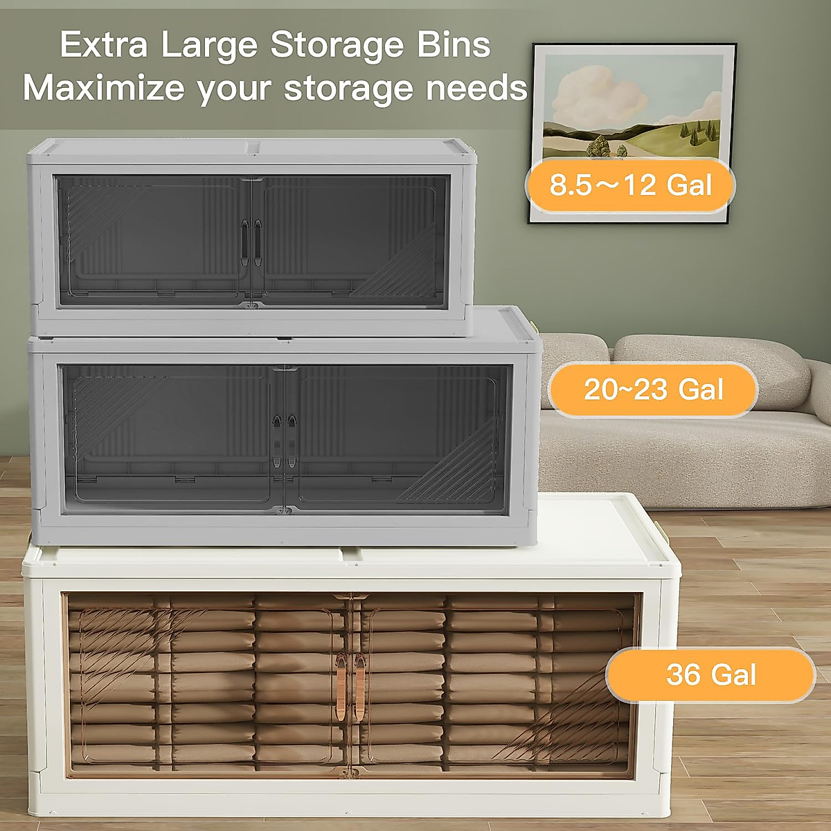 Extra Large 36 Gal Storage Bins with Lid - Organize & Stack