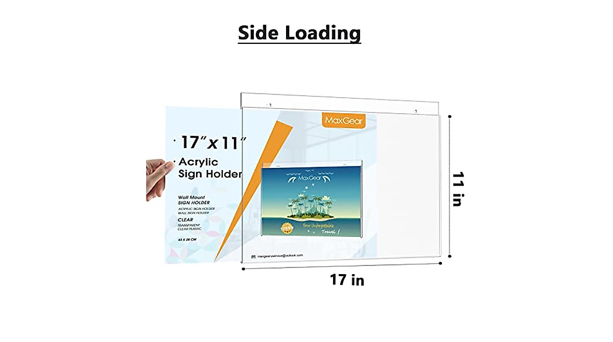 MaxGear 11x17 Inch Acrylic Sign Holders - Wall Mount Display Pack
