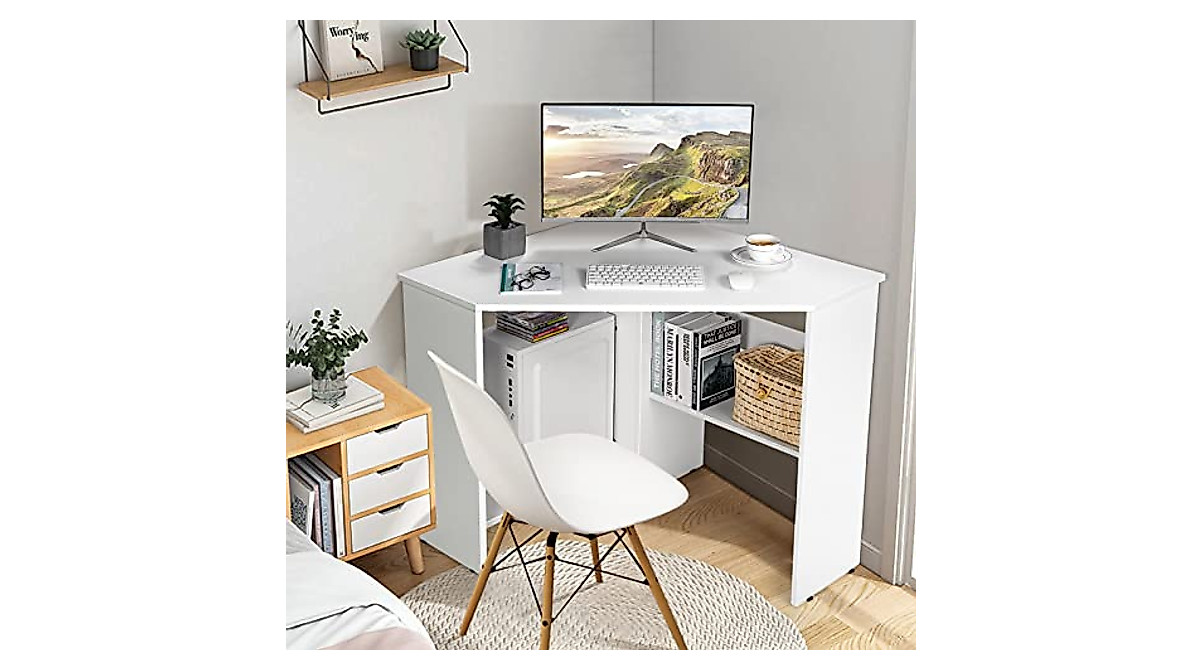 COSTWAY Corner Computer Desk - Stylish & Space-Saving