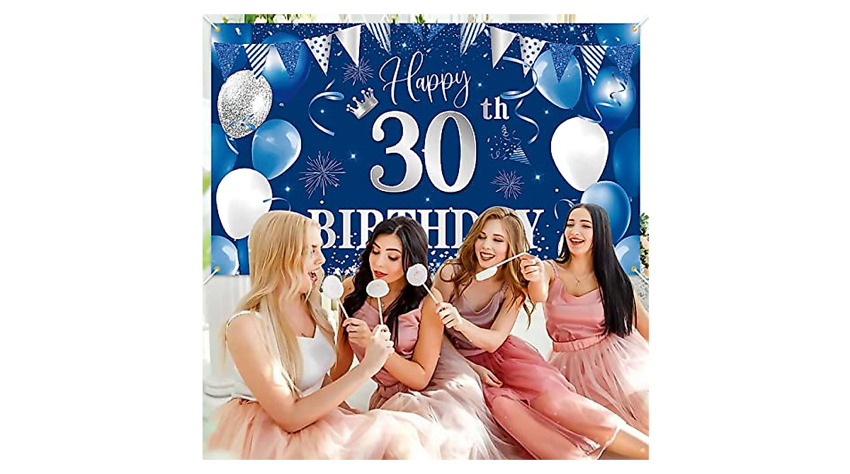BTZO Bannière 30e Anniversaire – Tissu Rouge Et Noir 180x110 Cm – Décoration Photo Et Fête – Pour Homme Et Femme