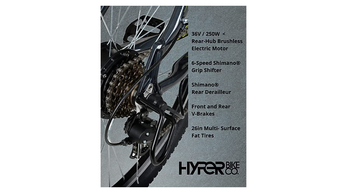 Hyper E-Ride Electric Mountain Bike - 26 Inch 250W Power