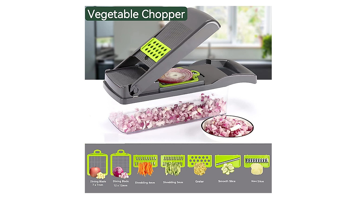 Vegetable Chopper 12-in-1 Multifunction Food Cutter - Gray