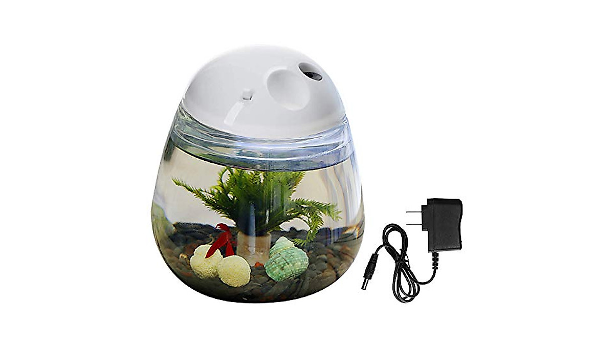 Saim Plastic Small Fish Tank with LED Light for Betta Fish